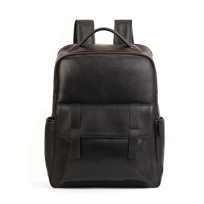 Genuine Vege-Tanned Leather Men's Backpack-Backpack-Black-Free Shipping Leatheretro