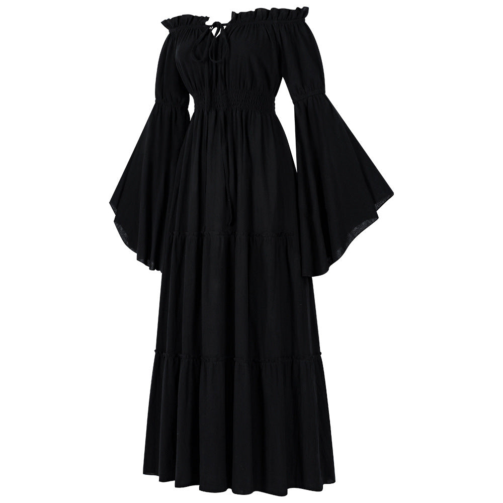 Medieval Vintage Royal Court Dress-Black-S-Free Shipping Leatheretro