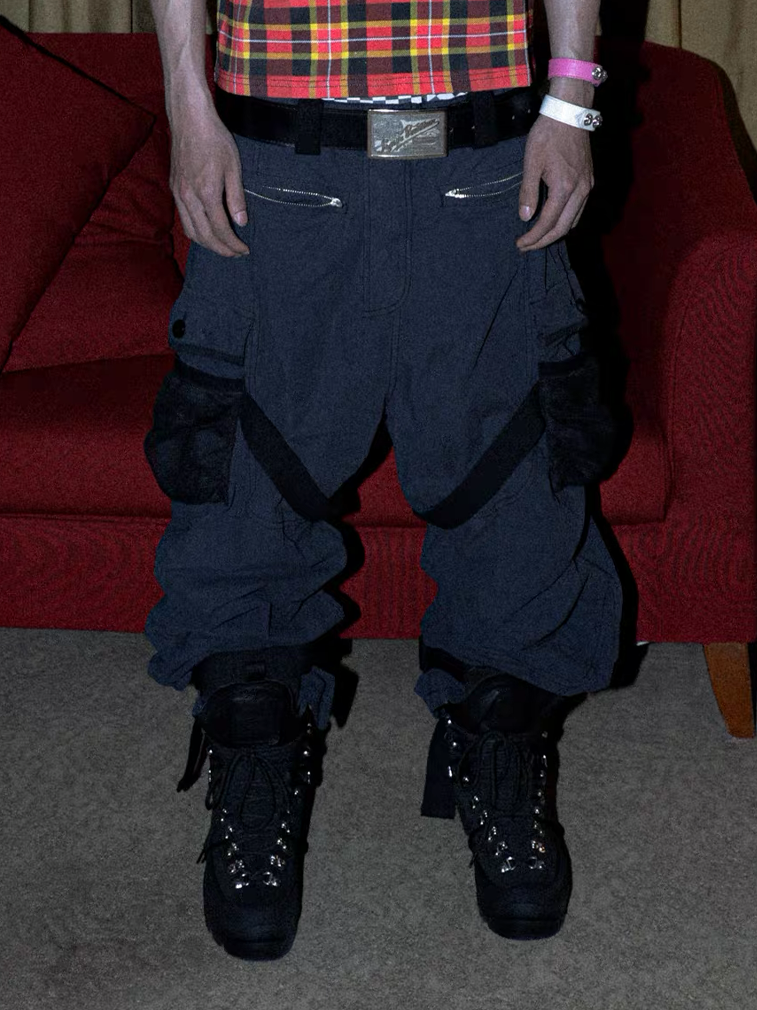 PCCVISION Adjustable Strap Washed Utility Cargo Pants-Pants-S (Preorder)-Free Shipping Leatheretro