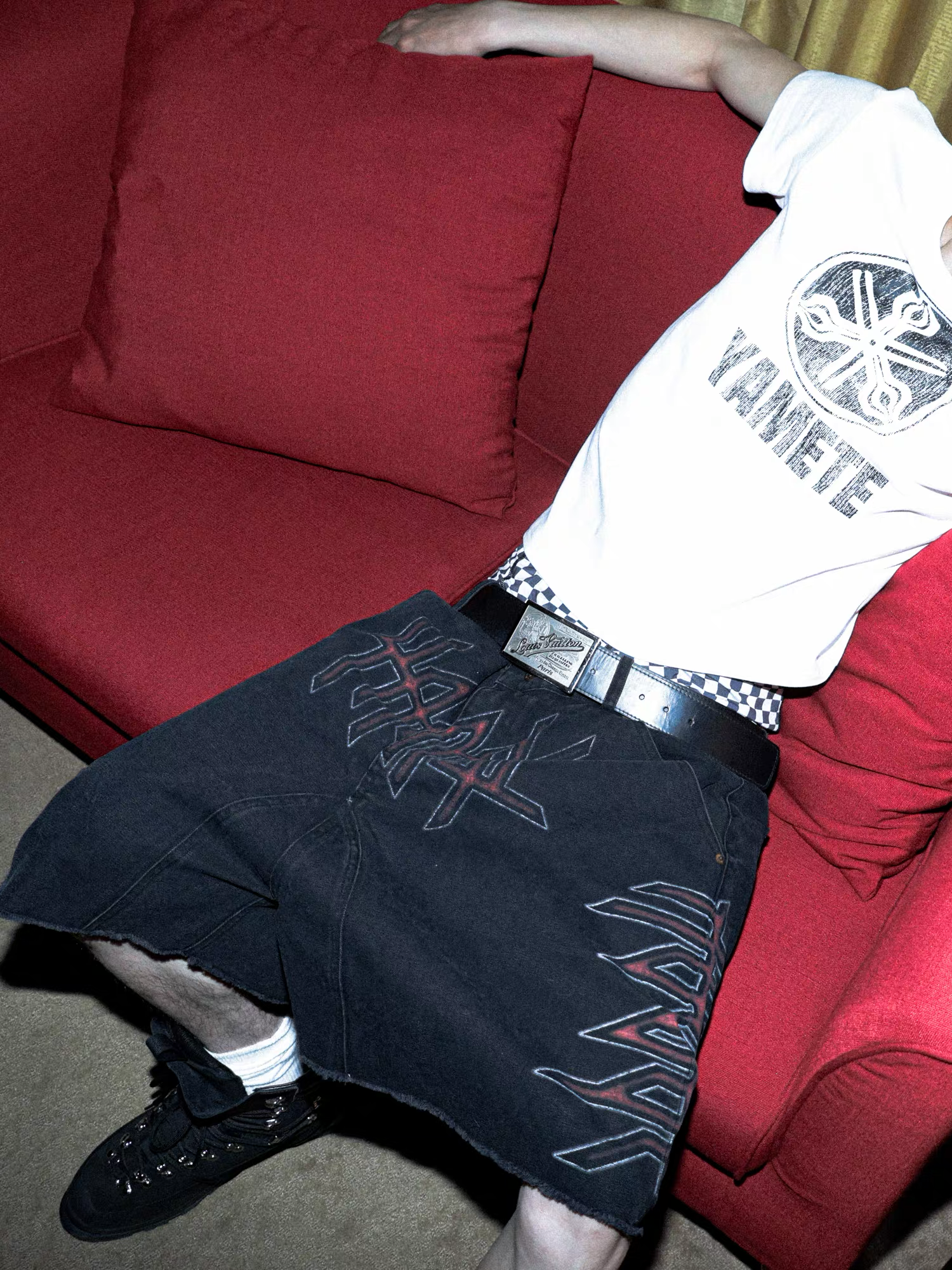 PCCVISION Washed Distressed Graphic Denim Shorts-Shorts-S (Preorder)-Free Shipping Leatheretro