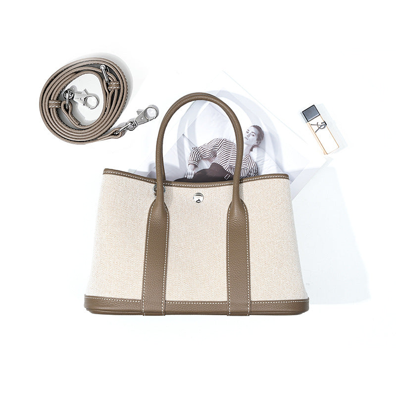 Women's Genuine Leather Tote Bag-Handbags-Khaki 30CM-Free Shipping Leatheretro