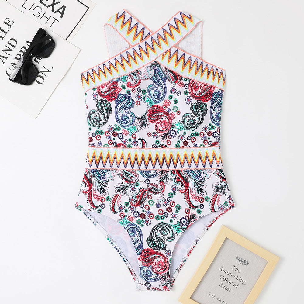 Boho Halter One Piece Women Swimwear-Swimwear-The same as picture-S-Free Shipping Leatheretro