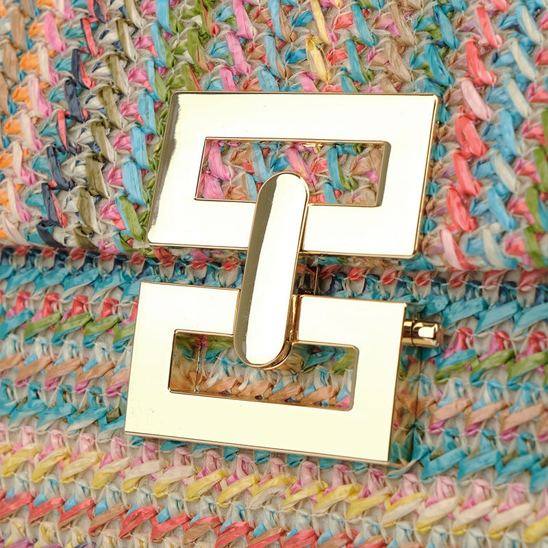 Women's Woven Straw Handbag-apricot-27x15x2CM-Free Shipping Leatheretro