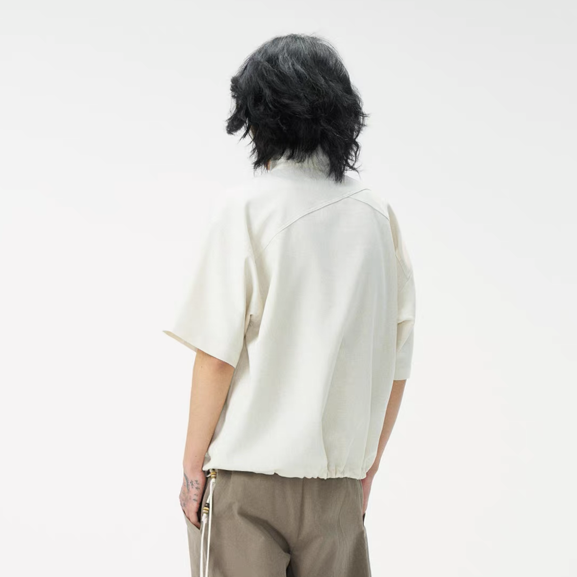 GONGHE REPUB Tencel-Linen Open-Collar Shirt-Half shirt-S-Free Shipping Leatheretro