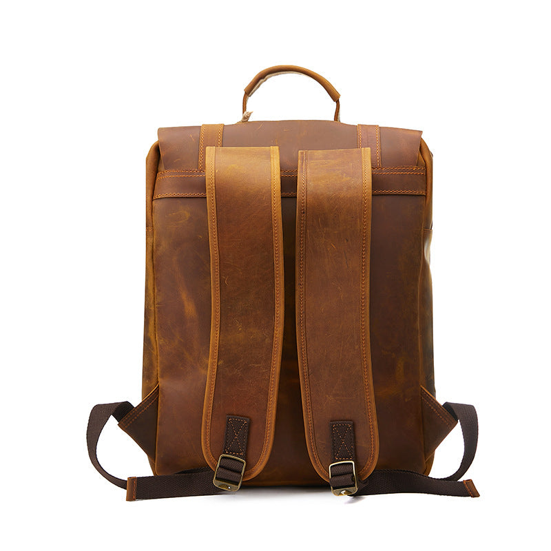 Genuine Leather Men's Backpack-Backpack-Black-30cm*10cm*38cm-Free Shipping Leatheretro