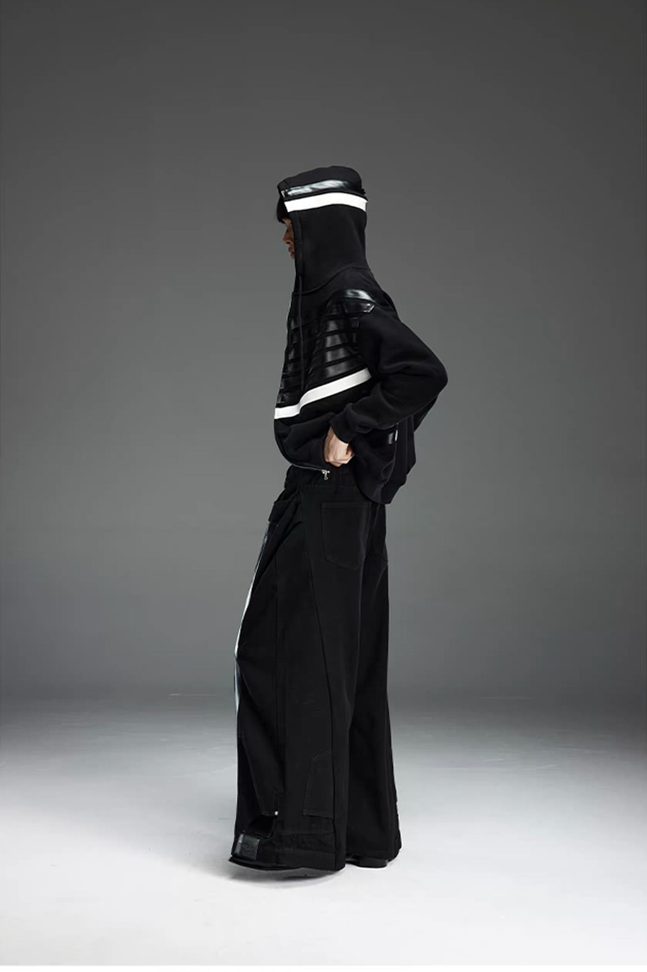 NOTHINGNESS WORLD Four-Stripe Wide-Leg Sweatpants-Pants-S-Black-Free Shipping Leatheretro