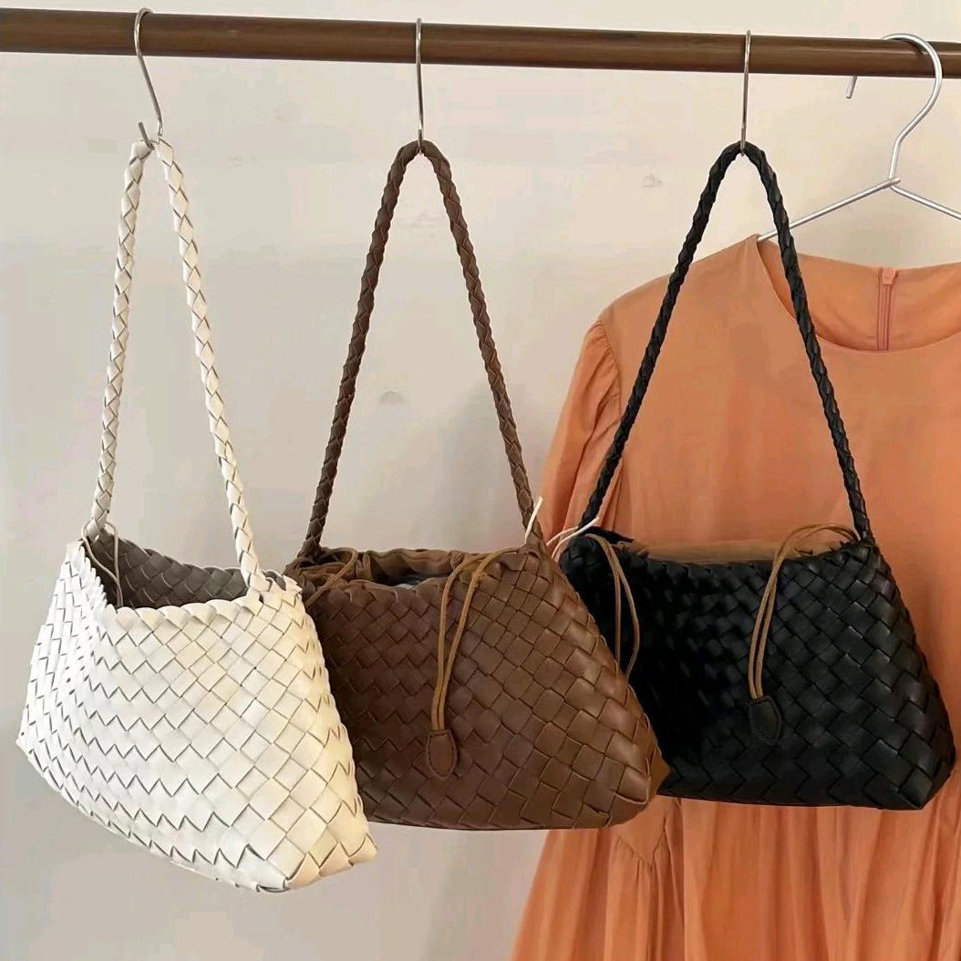 Retro Genuine Leather Woven Handbag for Women-Handbags-Ivory-Free Shipping Leatheretro
