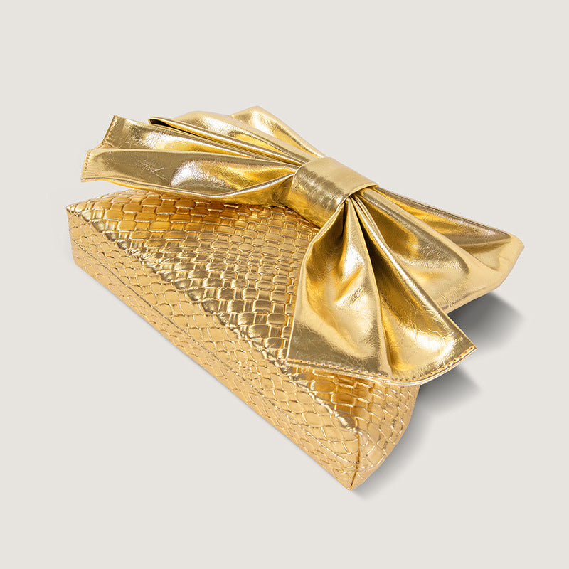 Stylish PU Leather Handwoven Shoulder Bag for Women-gold-26x15x5CM-Free Shipping Leatheretro