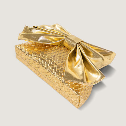 Stylish PU Leather Handwoven Shoulder Bag for Women-gold-26x15x5CM-Free Shipping Leatheretro