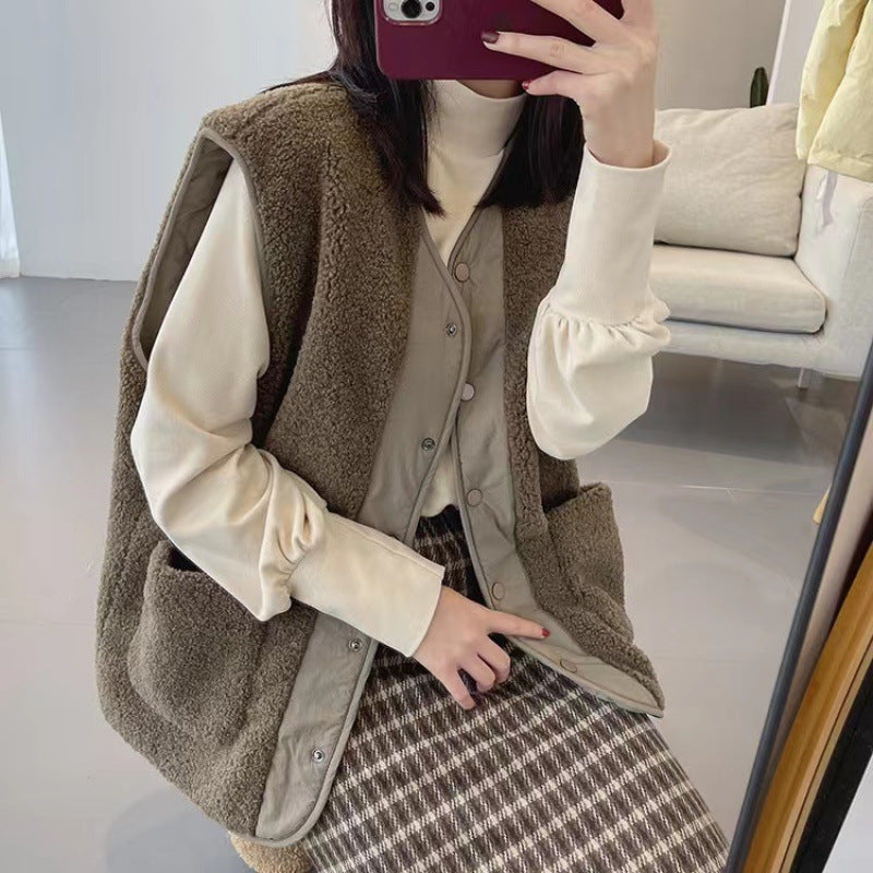 Fashion Women Fleece Warm Vest-Vests-Coffee-S-Free Shipping Leatheretro