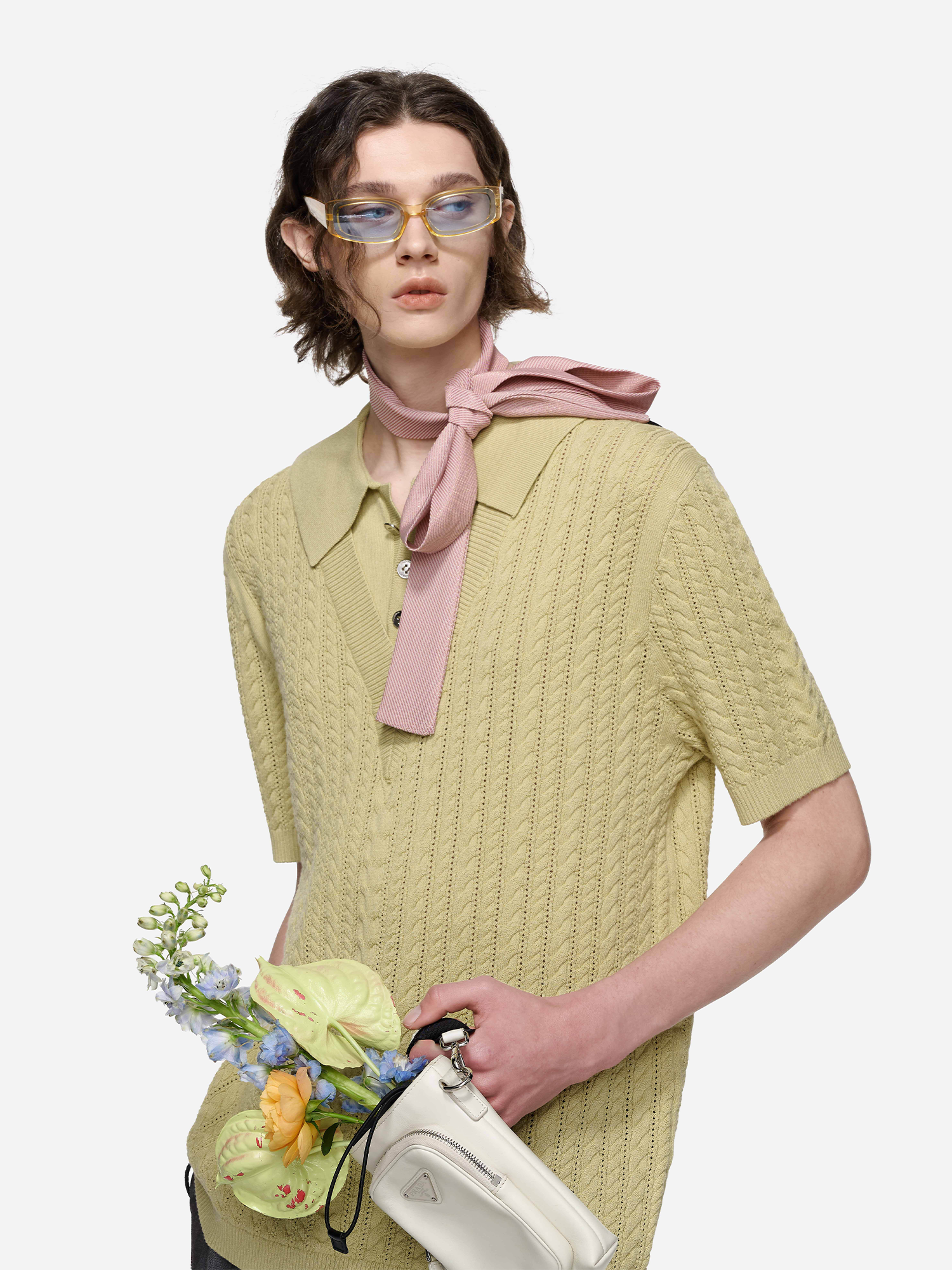 TIWILLTANG Layered Cable-Knit Openwork T Shirt-T Shirt-S-Free Shipping Leatheretro