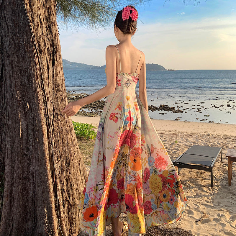 Colorful Oil Painting Summer Holiday Dresses for Women-Dresses-Floral-S-Free Shipping Leatheretro