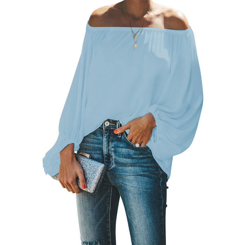 Casual Off The Shoulder Long Sleeves Blouses Shirts-Shirts-White-S-Free Shipping Leatheretro