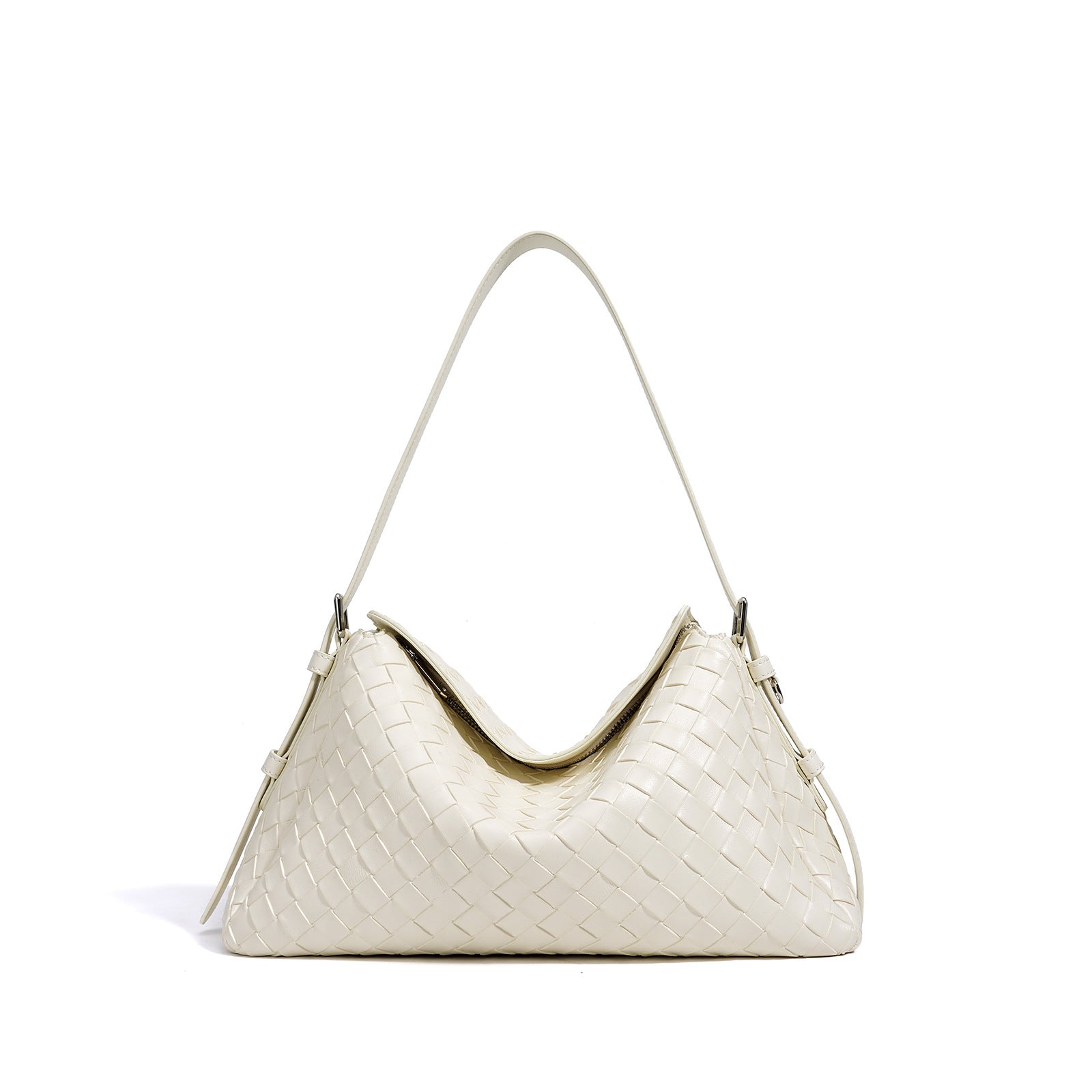 Leather Quilted Shoulder Bag, Elegant Woven Handbag, Stylish & Minimalist-Shoulder Bags-Matcha green-Free Shipping Leatheretro