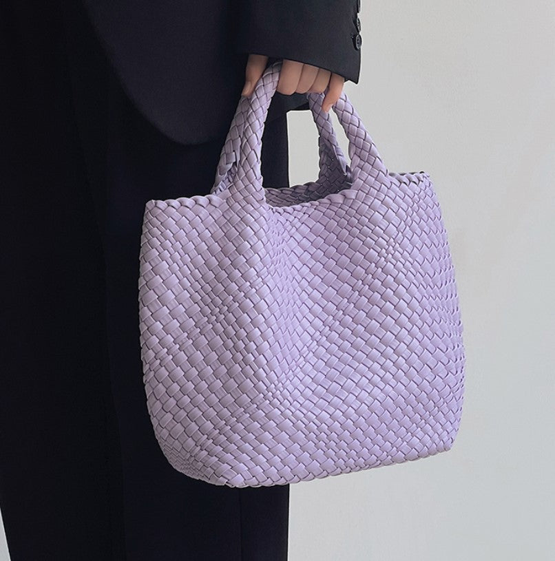 Handwoven Faux Leather Large Tote Bag for Women-Fruit green-Free Shipping Leatheretro