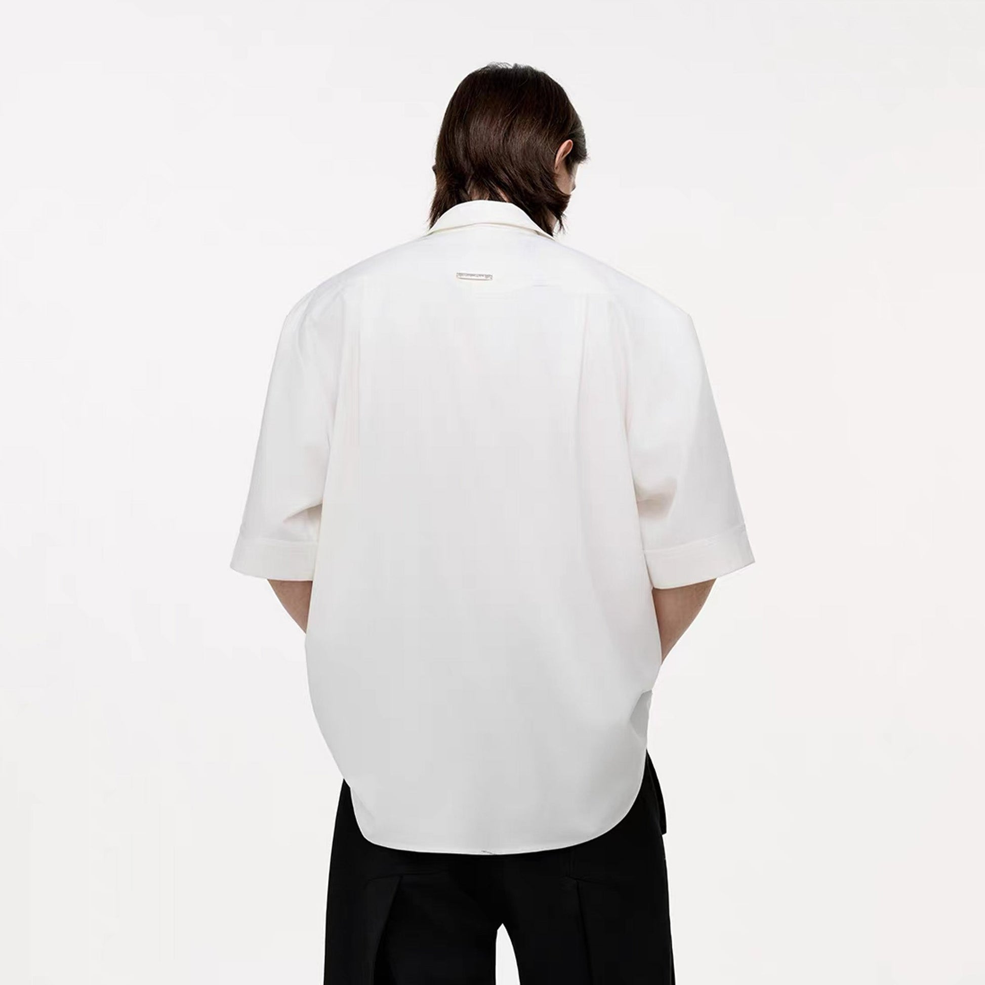 TIWILLTANG Draped Camp-Collar T Shirt-Jacket-S-Black-Free Shipping Leatheretro