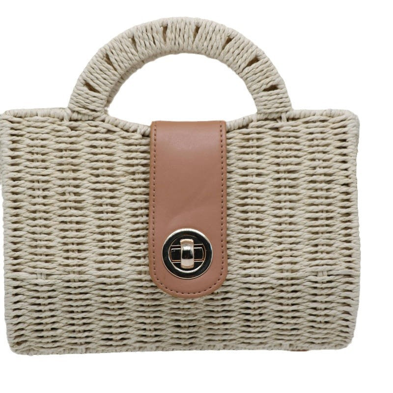 Handwoven Straw Bag for Women-Ivory-Free Shipping Leatheretro