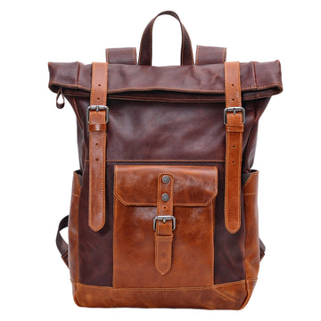 Vintage Men's Backpack – Full-Grain Vegetable-Tanned Leather Rucksack-Backpack-Coffee-Free Shipping Leatheretro