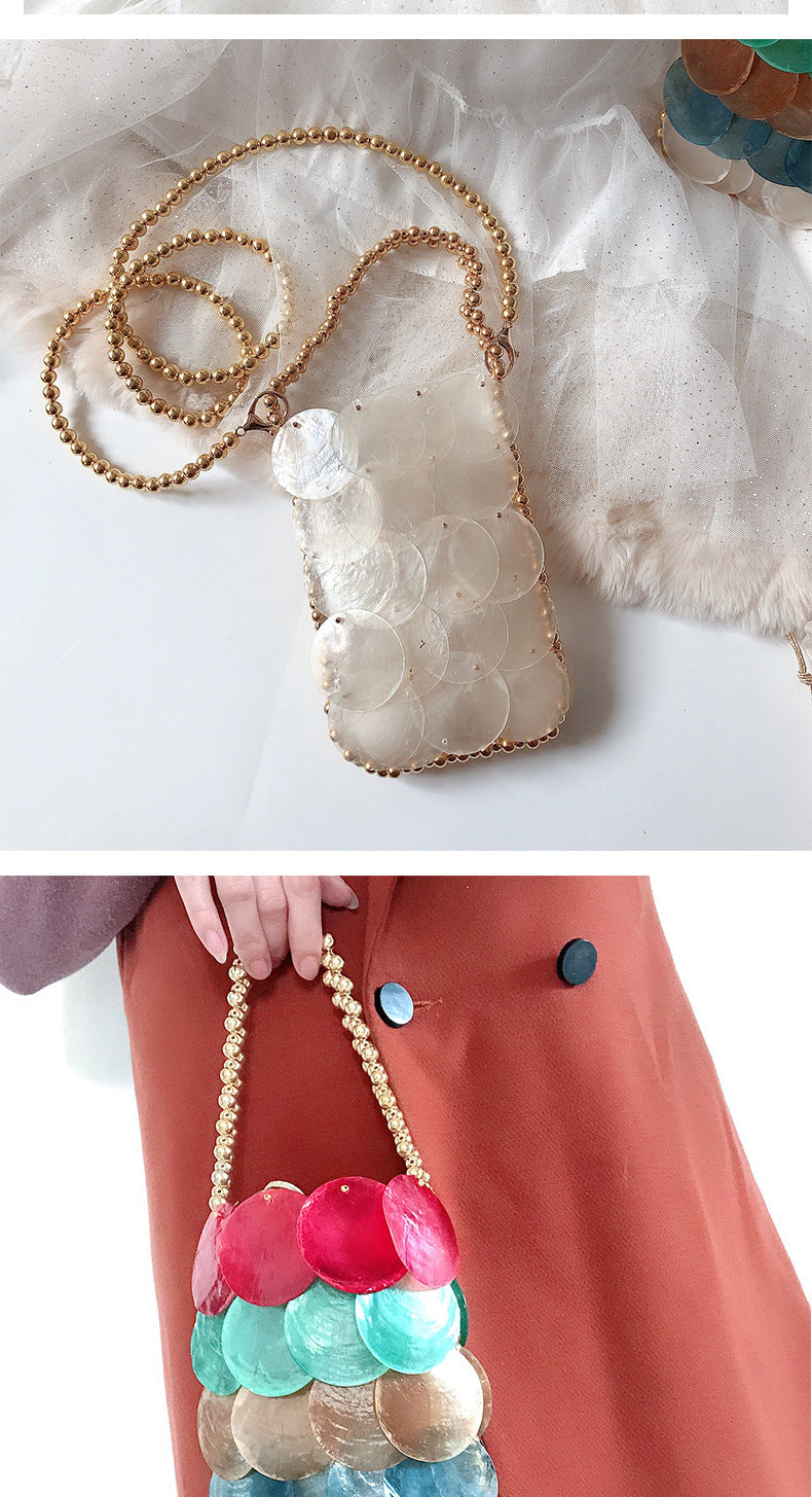 Fashionable Colorful Handwoven Shell Bag-color-Free Shipping Leatheretro
