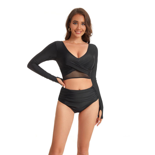 Sexy Long Sleeves Surfing Women Swimsuits-Black-XS-Free Shipping Leatheretro