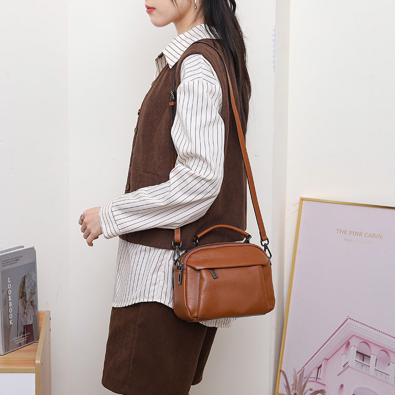 Genuine Leather Women's Handbag-black-22CM*8CM*17CM-Free Shipping Leatheretro