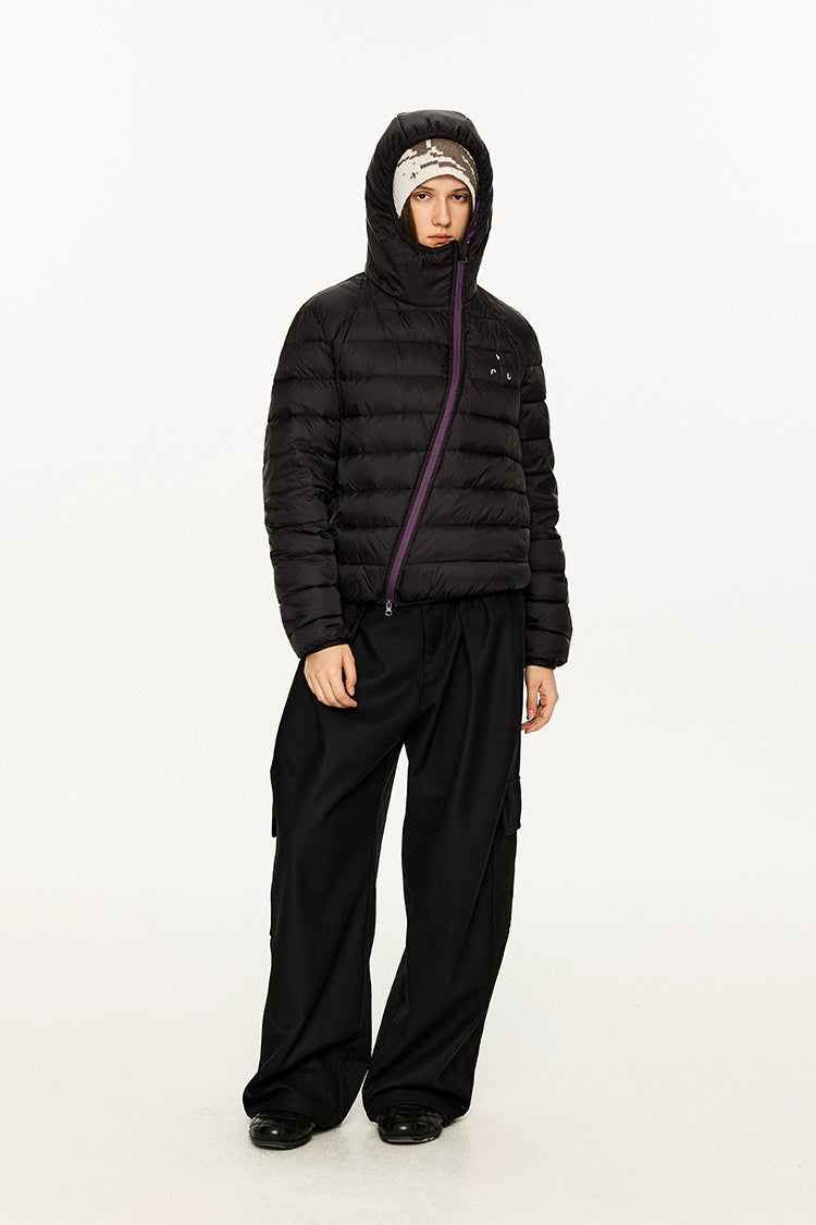 KREATE Color-Block Down Jacket with 90% White Duck Down-Black-S-Free Shipping Leatheretro