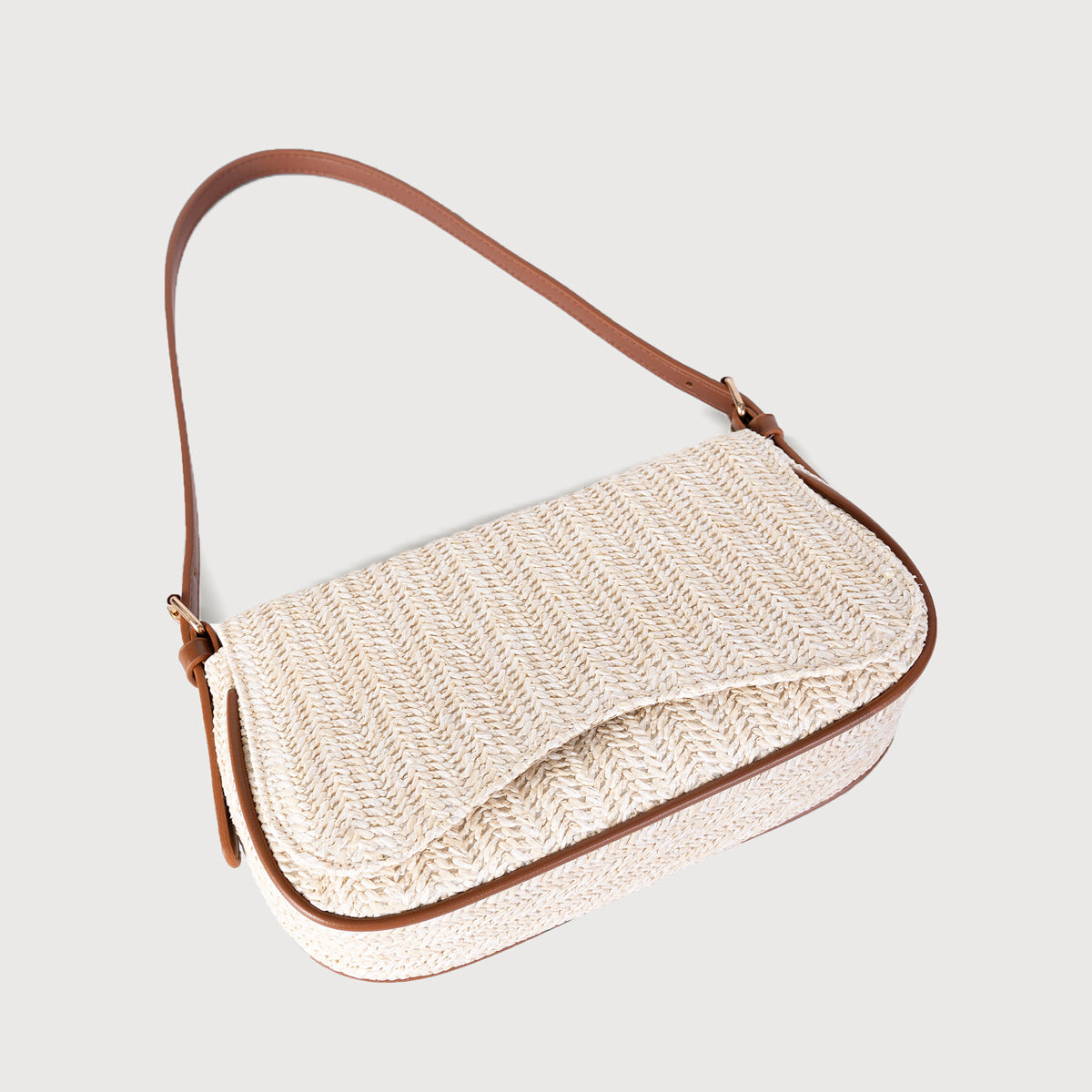 Women's Straw Woven Shoulder Bag-Ivory-Free Shipping Leatheretro