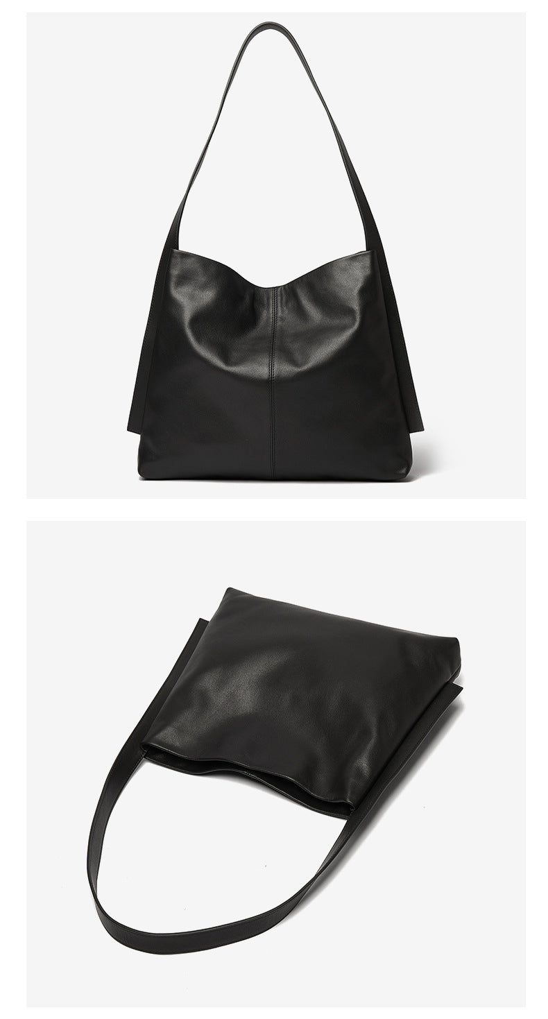 Large Capacity Tote Bag - Full-Grain Leather Minimalist Mother-Child Crossbody Shoulder Bag-Handbags-Gray-Free Shipping Leatheretro