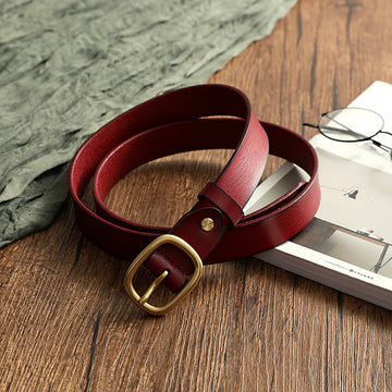 Women's 3.0" Wide Genuine Leather Belt-Green-105-125-Free Shipping Leatheretro