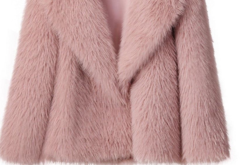 Women Faux Fur Short Overcoats-Coats & Jackets-Pink-XS-Free Shipping Leatheretro