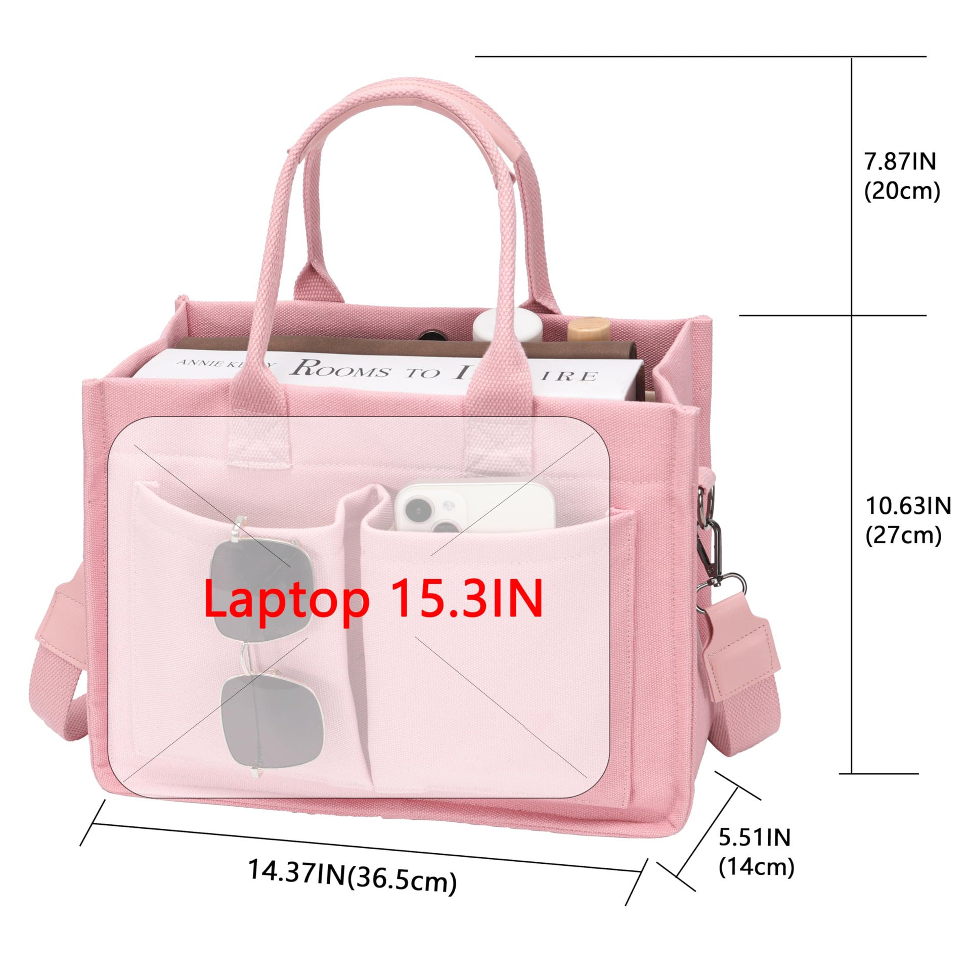 Large Canvas Tote Bag Laptop Crossbody Bag, Spacious Mom Diaper Bag-Canvas Bag-Black-A-Free Shipping Leatheretro