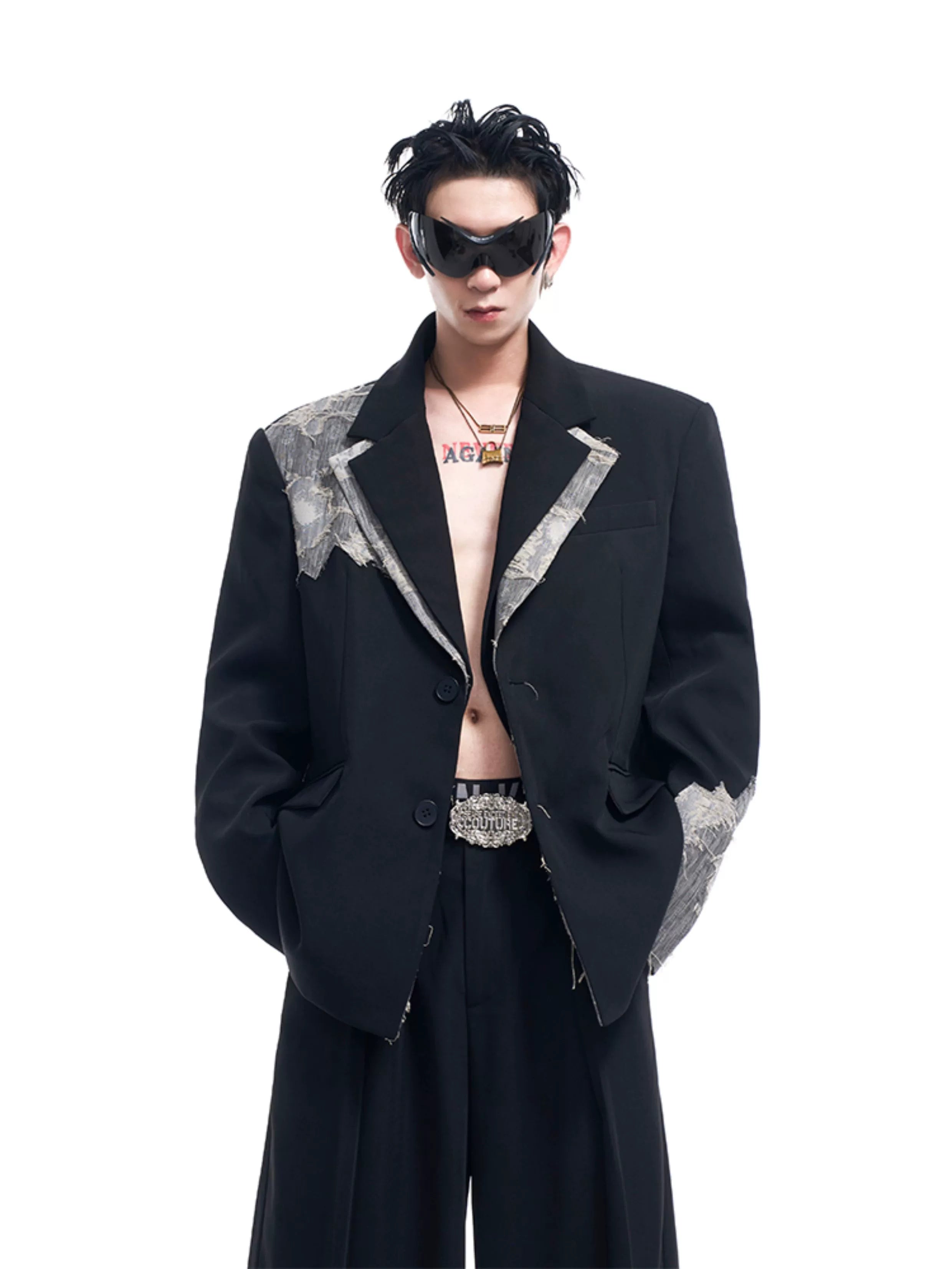 STARTEXCEEDEND Men's Luxury Slim-Fit Double-Breasted Blazer and Pants-Black Top-S 40-55kg-Free Shipping Leatheretro