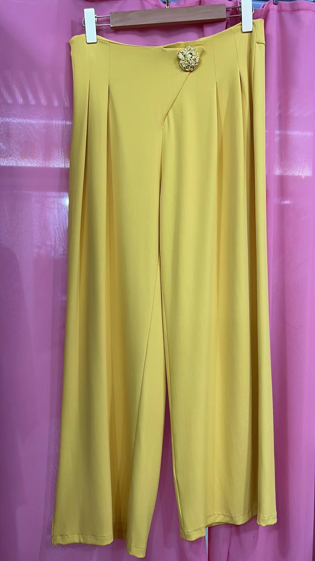 Casual High Waist Leisure Women Long Pants-pants-Yellow-M-Free Shipping Leatheretro