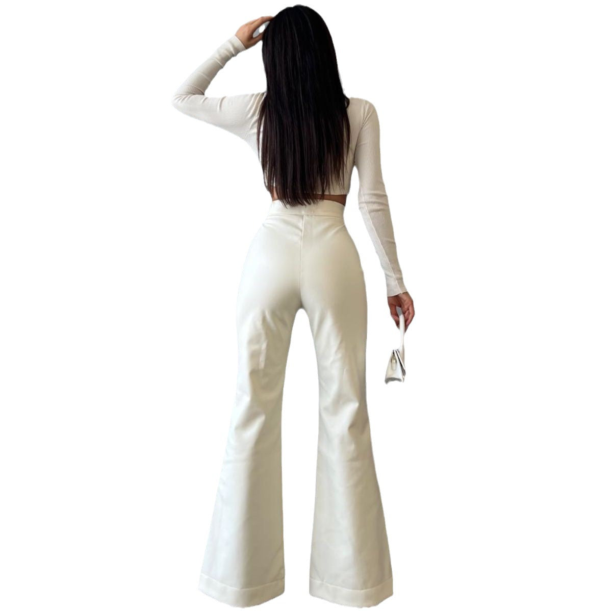 Sexy High Waist Trumpet Long Pants-Pants-White-S-Free Shipping Leatheretro