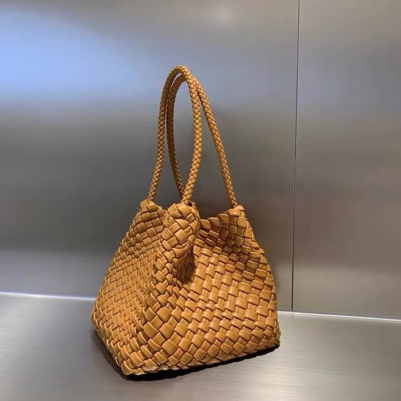 Handwoven Bag – Luxury Boho Woven Tote-caramel color-Free Shipping Leatheretro