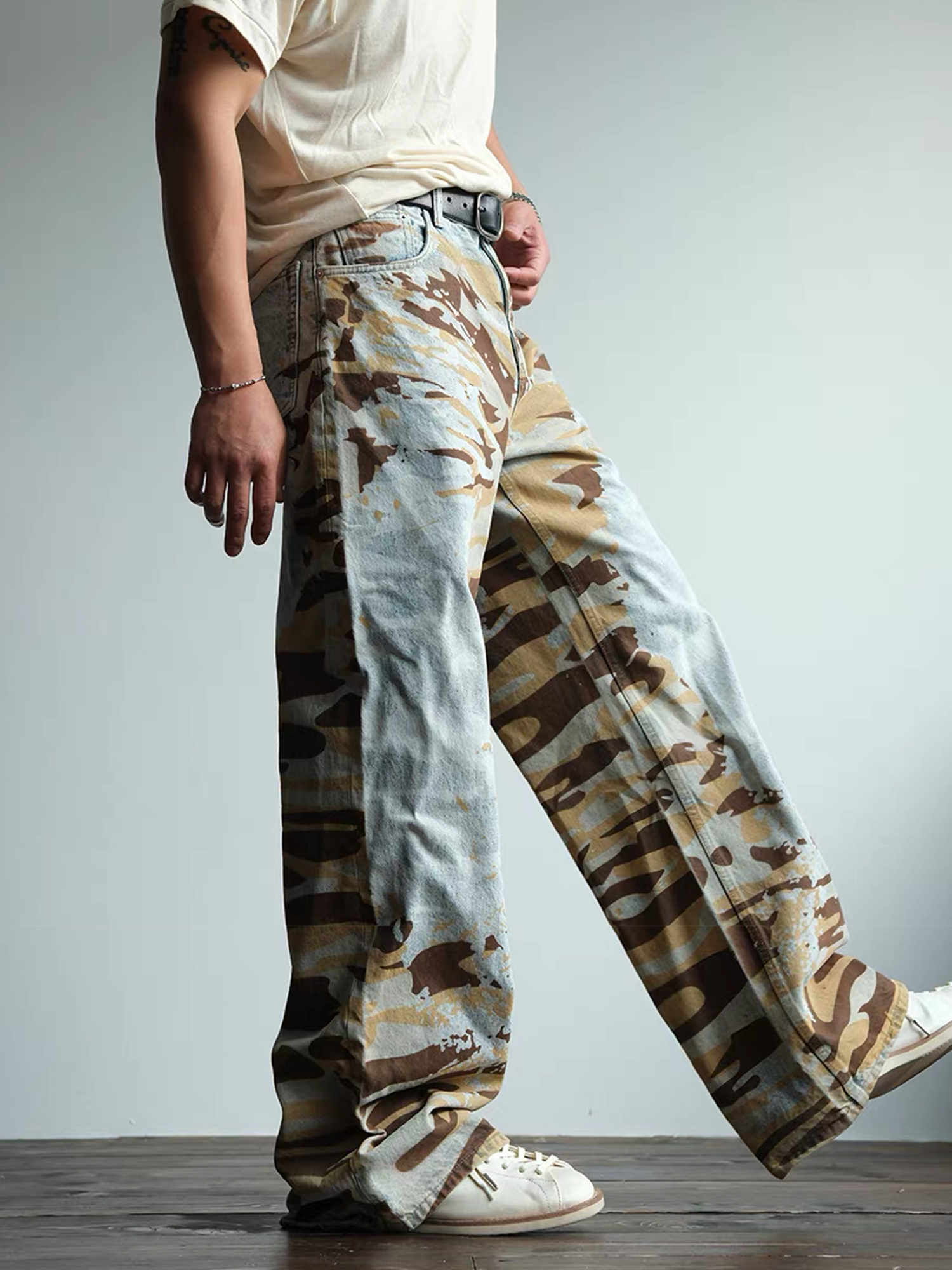 NEIGBORL Retro Washed Camo Jeans-Jeans-S / 30"-Free Shipping Leatheretro
