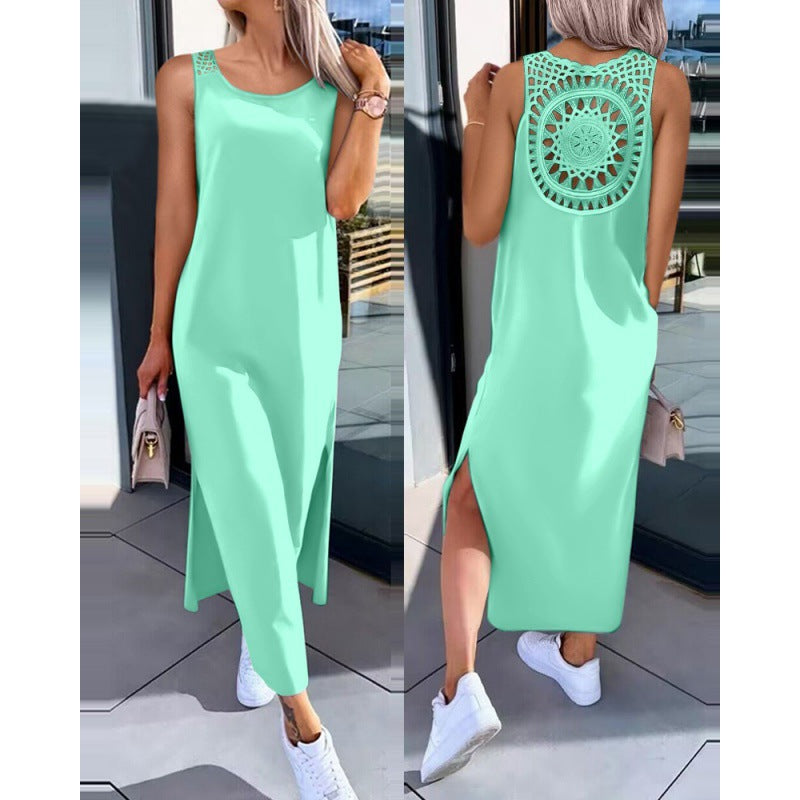 Fashion Sleeveless Long Dresses-Dresses-Green-S-Free Shipping Leatheretro