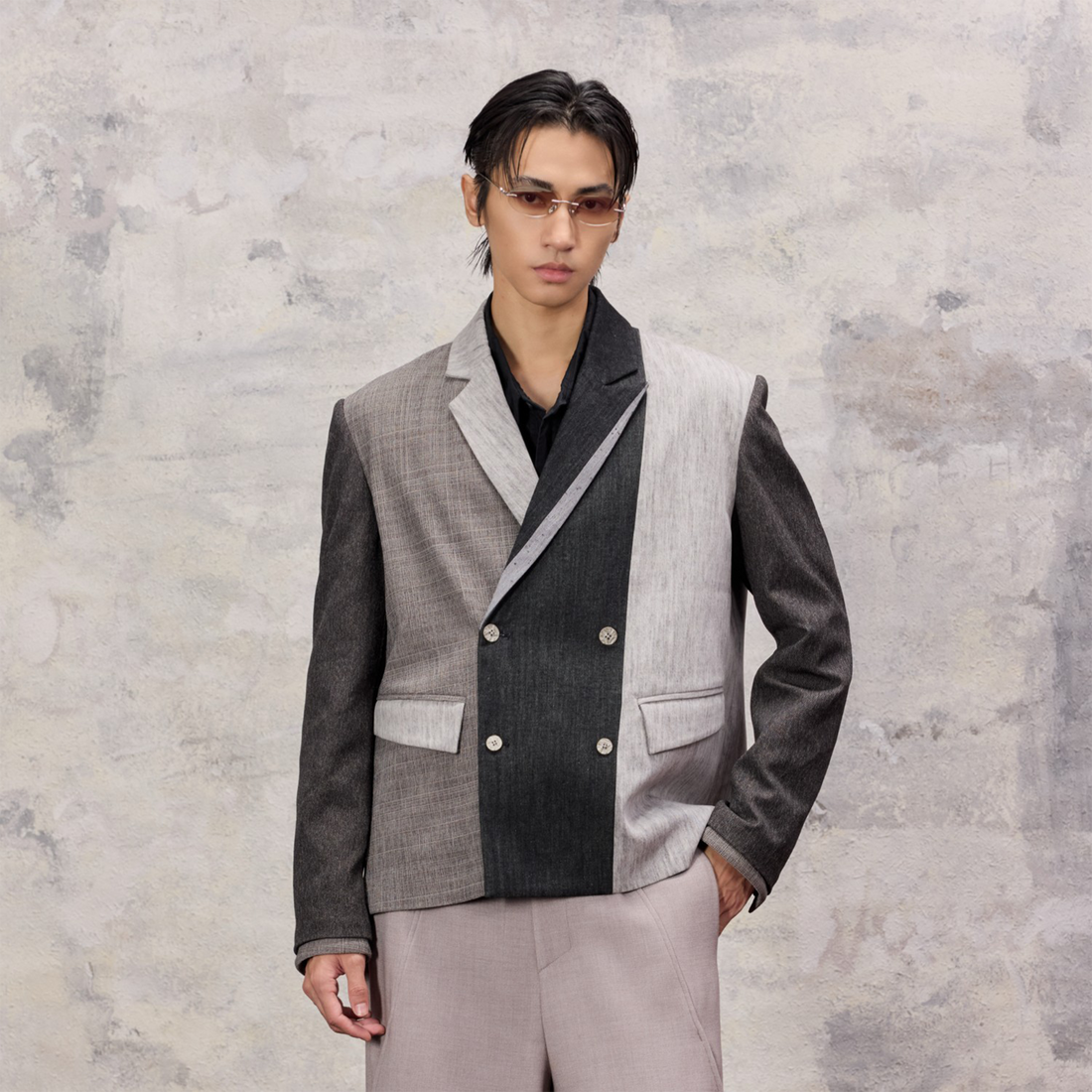 ALVNG AR ANTS Asymmetric Patch Double-Lapel Blazer-Jacket-S-Free Shipping Leatheretro