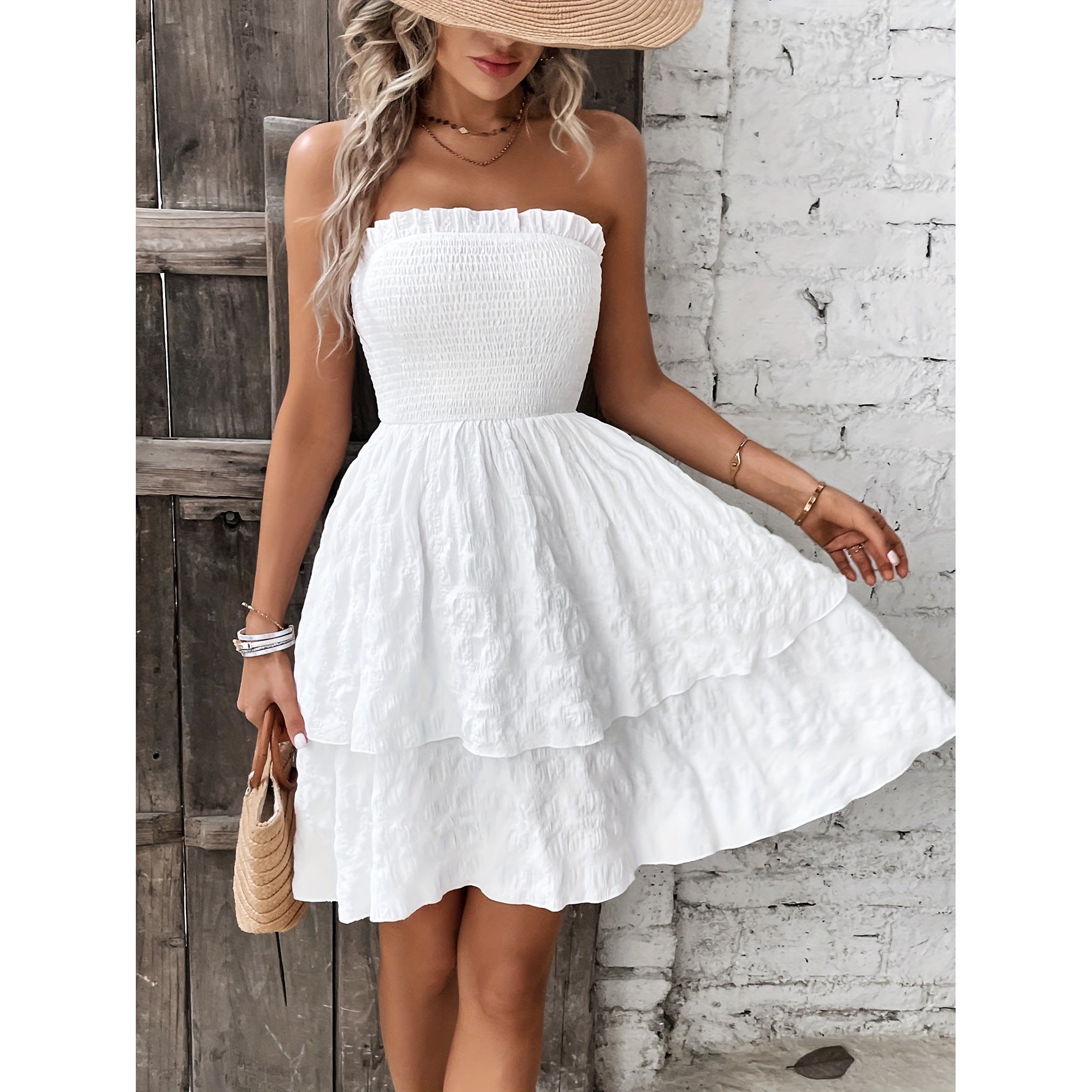 Sexy Strapless Summer Holiday Short Dresses-Dresses-White-S-Free Shipping Leatheretro