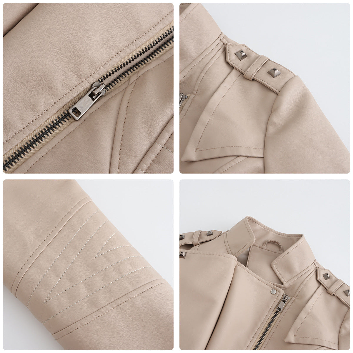 Women's Punk Faux Leather Jacket-Black-S-Free Shipping Leatheretro