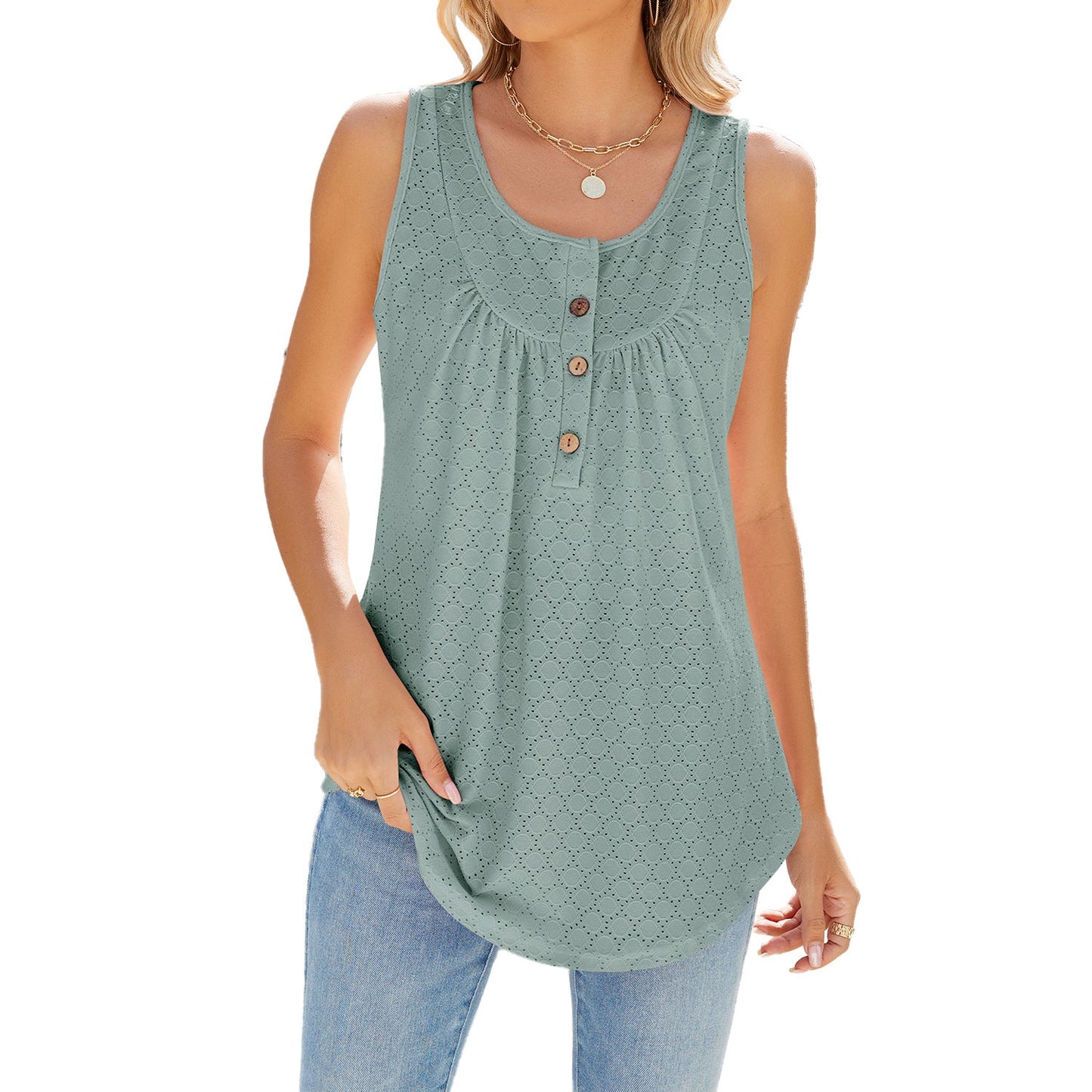 Summer Sleeveless Women Tank Tops-Shirts & Tops-Green-S-Free Shipping Leatheretro