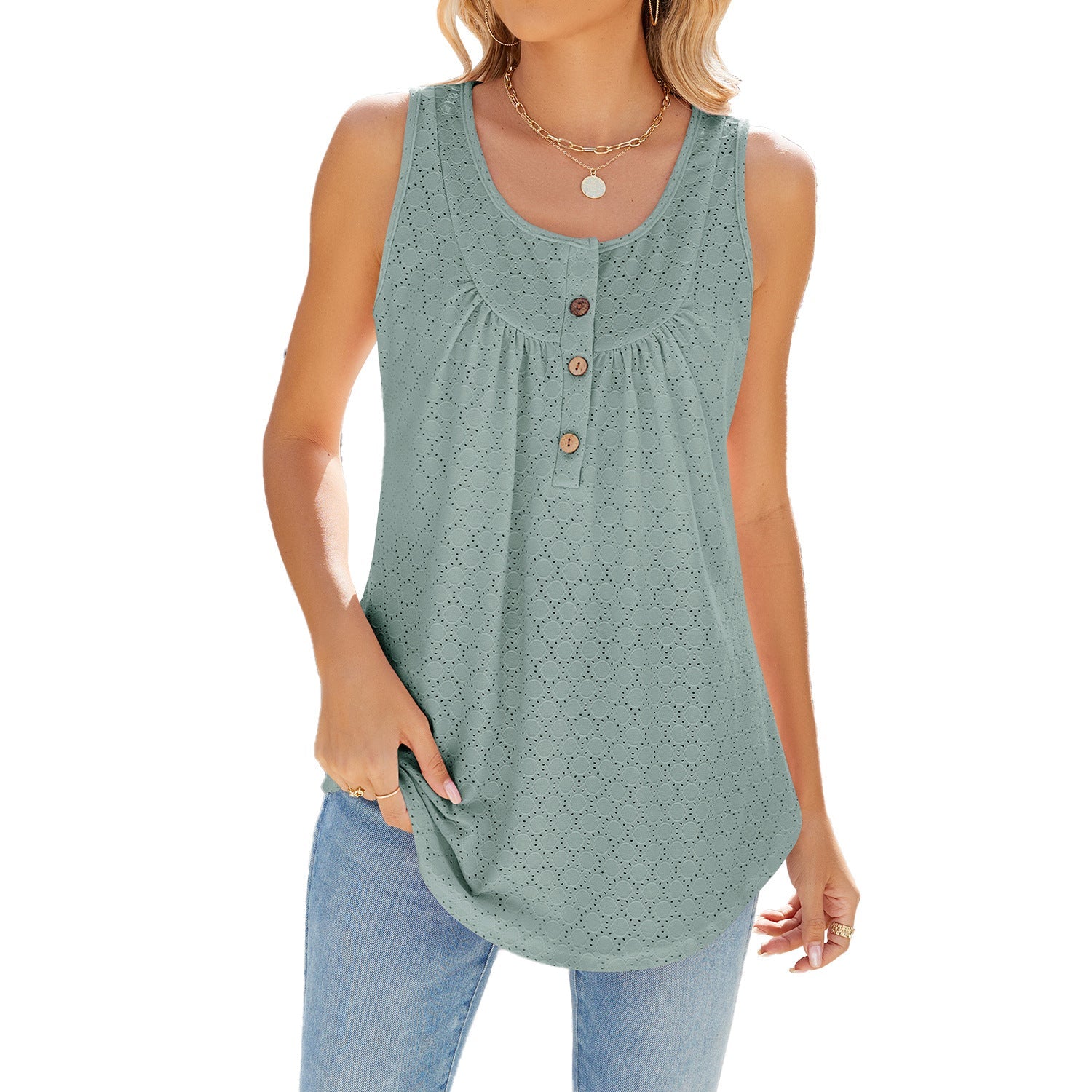 Summer Sleeveless Women Tank Tops-Shirts & Tops-Green-S-Free Shipping Leatheretro