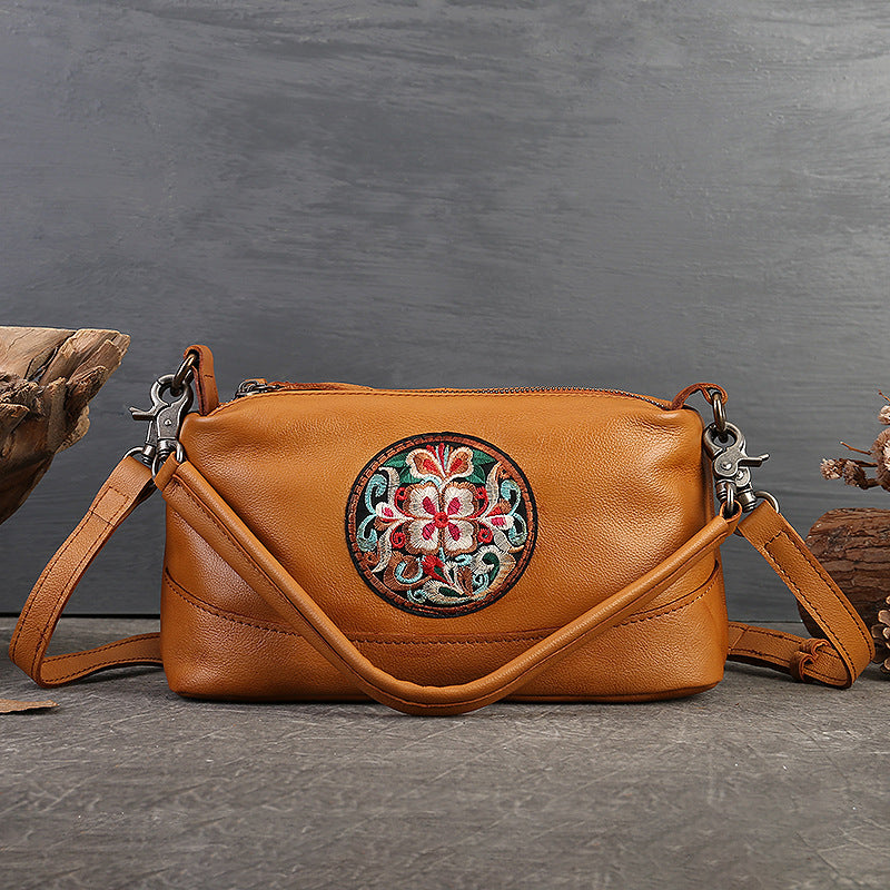 Genuine Leather Women's Crossbody Bag-Handbags-Black-Free Shipping Leatheretro