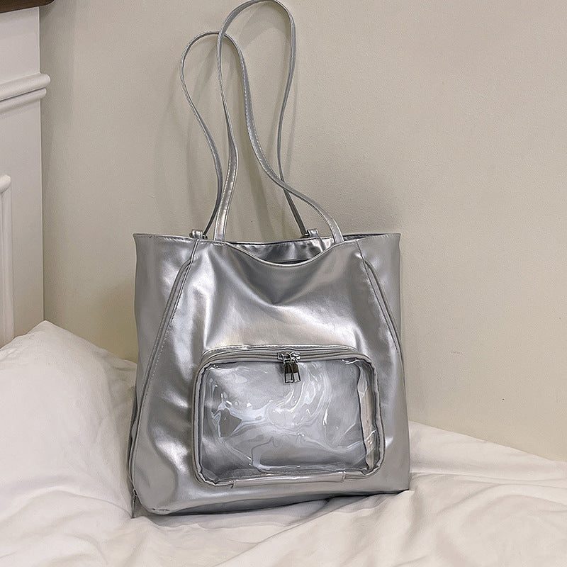 Women's Large Tote Backpack-White-Free Shipping Leatheretro