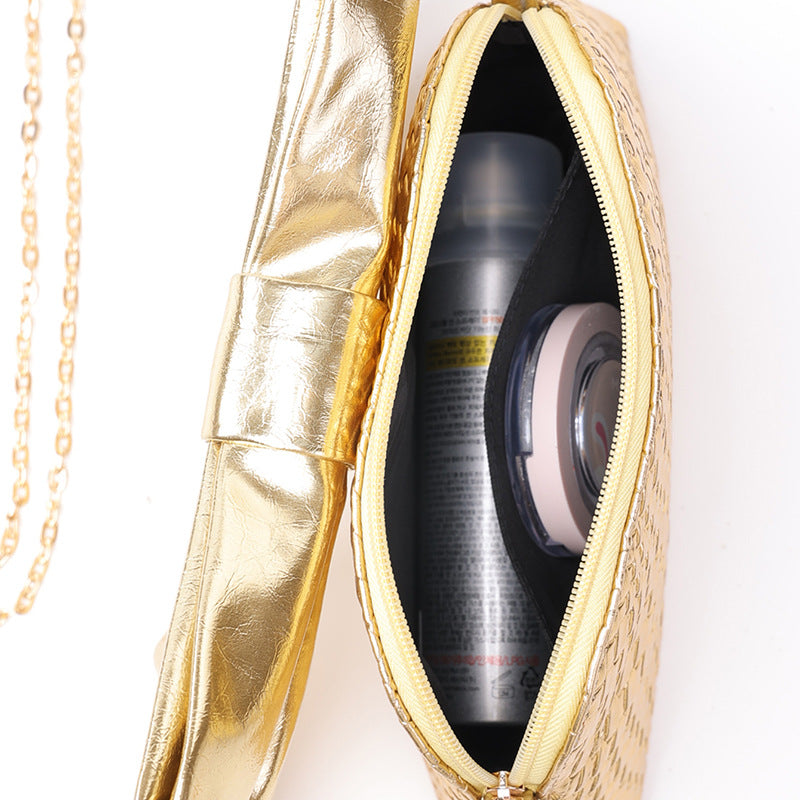 Stylish PU Leather Handwoven Shoulder Bag for Women-gold-26x15x5CM-Free Shipping Leatheretro