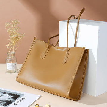 Women Genuine Leather Tote Bag Shoulder Purse with Large Capacity-Handbags-A-Free Shipping Leatheretro