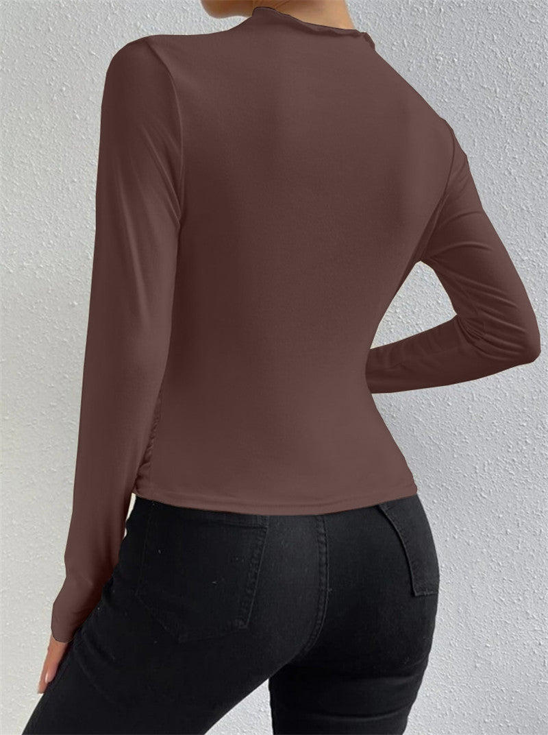 Designed Sexy Long Sleeves T Shirts-Shirts & Tops-Apricot-S-Free Shipping Leatheretro