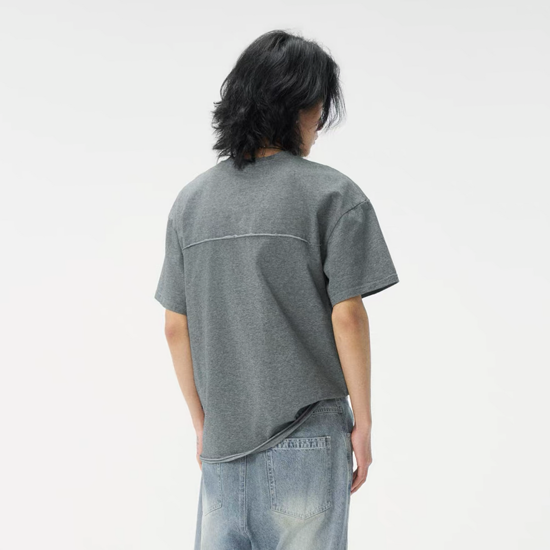 GONGHE REPUB Raw-Seam Cross-Neck T-Shirt-T Shirt-S-Free Shipping Leatheretro