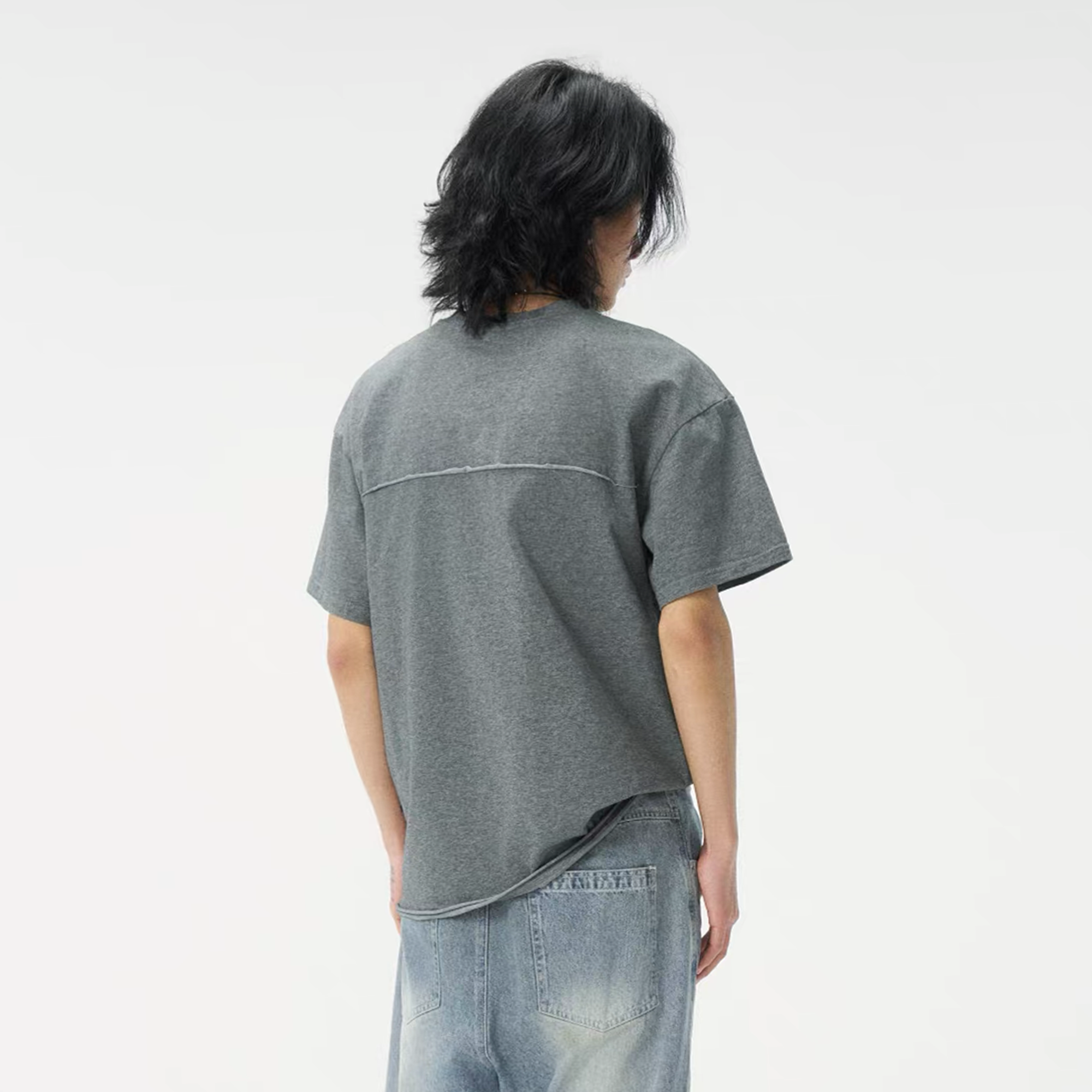 GONGHE REPUB Raw-Seam Cross-Neck T-Shirt-T Shirt-S-Free Shipping Leatheretro