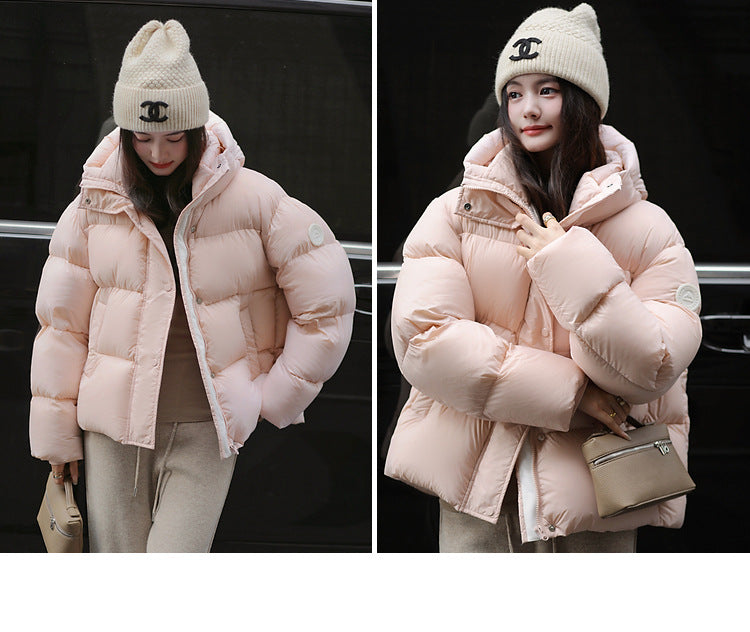 Fashion Down Jacket Women's Hooded Puff Jacket for Couple-Coats & Jackets-Black - short-S-Free Shipping Leatheretro